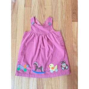 Baby Boden Pink Corduroy Animal Applique Pinafore Dress 18-24 Months Jumper